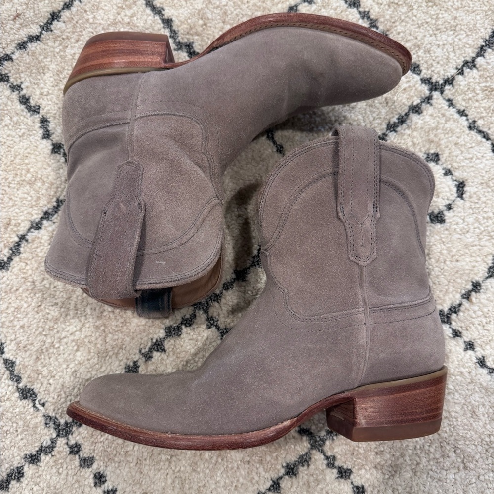Tecovas Women’s Cowgirl booties 7B gray taupe suede